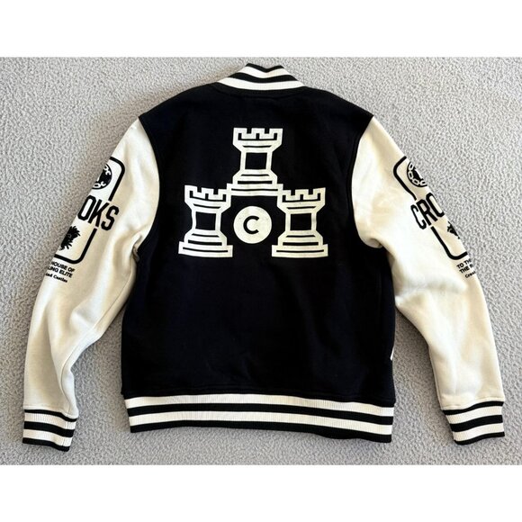 Crooks & Castles Jacket Black White Varsity Bomber Streetwear Logo - Picture 2 of 7
